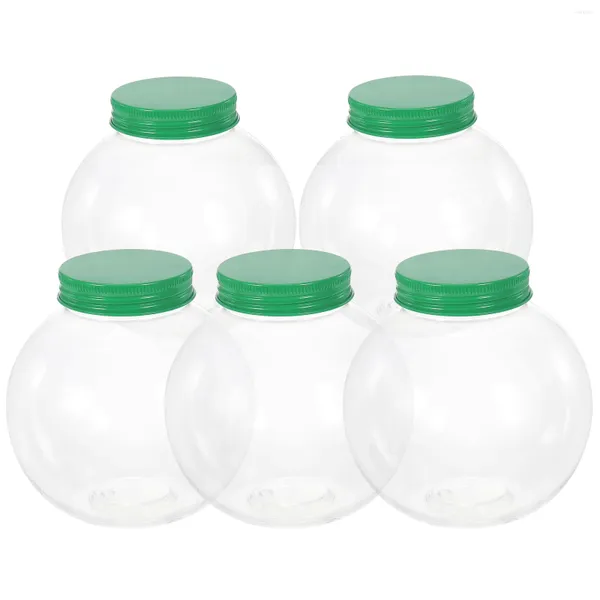 Garrafas de armazenamento 5 PCs Christmas Candy Jar Garrafa de plástico largo suco de boca larga A bola de estimação em forma de bola