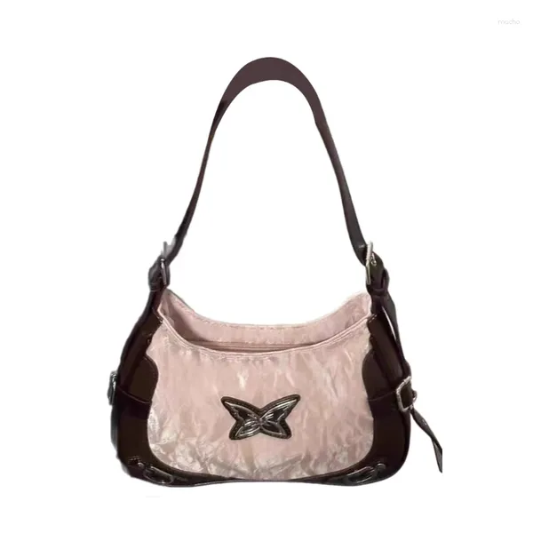 Totes bolsa de couro de axila na moda com padrão de borboleta ombro único para mulheres e meninas