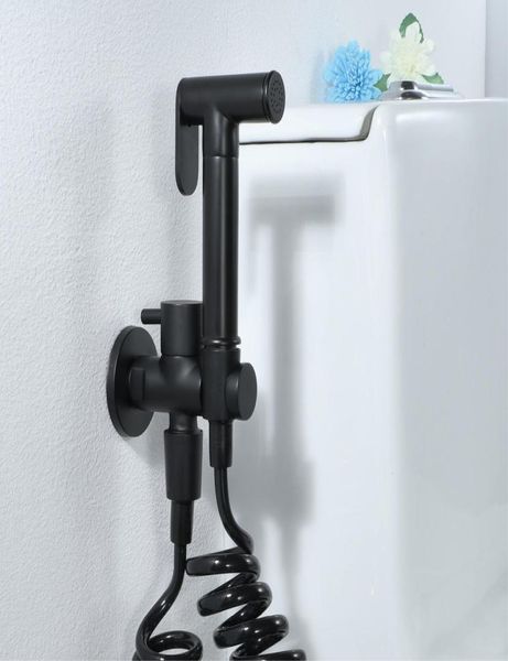 Schwarzes Bidet Wasserhähnen Toilettenspray Wasserhahn Dusche Sprühgerät WC 15m Telefon Teleskop Schlauch Wandmontage Badezimmer BadetaPs 3675810