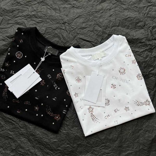 Damen-T-Shirt-Designer 24 Sommer Xiangjia Fünf speichere Star Schwerindustrie Heißer Diamant Round Neck Kurzarm T-Shirt vielseitig für Frauen M4KW