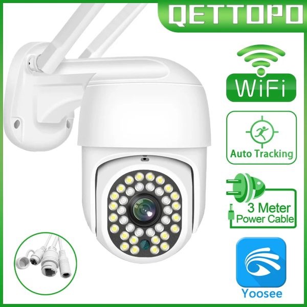 System Qettopo 5MP WiFi PTZ Camera AI Human Auto Tracking Outdoor Wateref of Security Überwachung 30m Full Color Night Vision