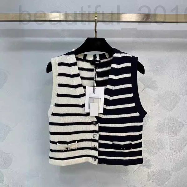 Tanques femininos Camis Designer Spring e Summer Cha de ponta de ponta, redução da idade, menina doce celebridade pequena e perfumada cortagem de cor de cor do tanque de malha de malha i2zb