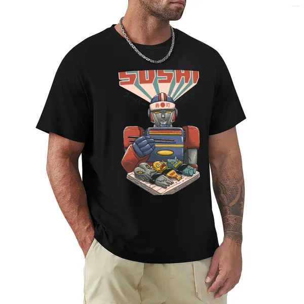 Tanques masculinos Super Sushi Robot T-shirt Roupas estéticas camisetas costumes projetam suas próprias camisetas de anime para homens algodão
