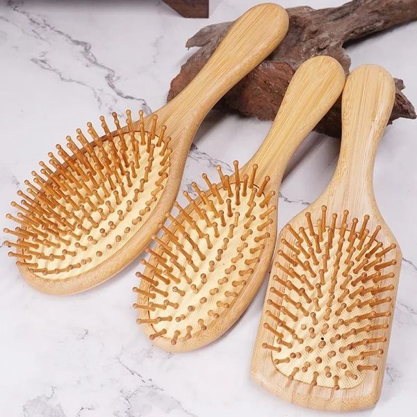 1pc Holz Kamm professioneller gesunder Paddelkissen Haarausfall Massage Pinsel Haarbürste Kamm Kopfhaut Haarpflege gesunder Bambus Kamm