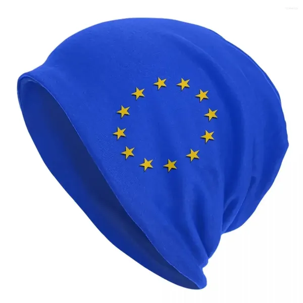 Boinas Europa - Adoro a bandeira da União Européia UE Cap Hip Hop Bonnet Hat Hat de Autumn Winter Fuziados ao ar livre para unissex