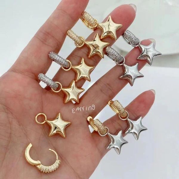 Brincos de balanço 4 pares Gold Star Zircon Hoop for Women Ear Rings Feminino Jóias de moda de cor prata