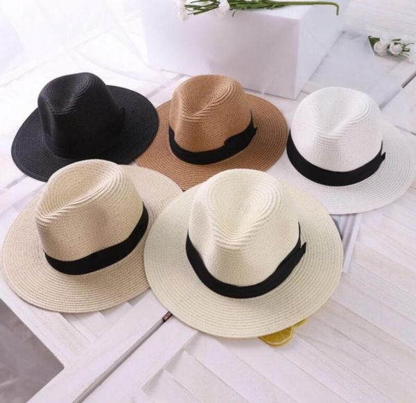 5Colors Sommer Floppy Wide Strow Beach Sunhat BriM Hats für Damenbeachtung Kopfbewegungskranz Panama Hut für Party Berufung Beach6047897815251