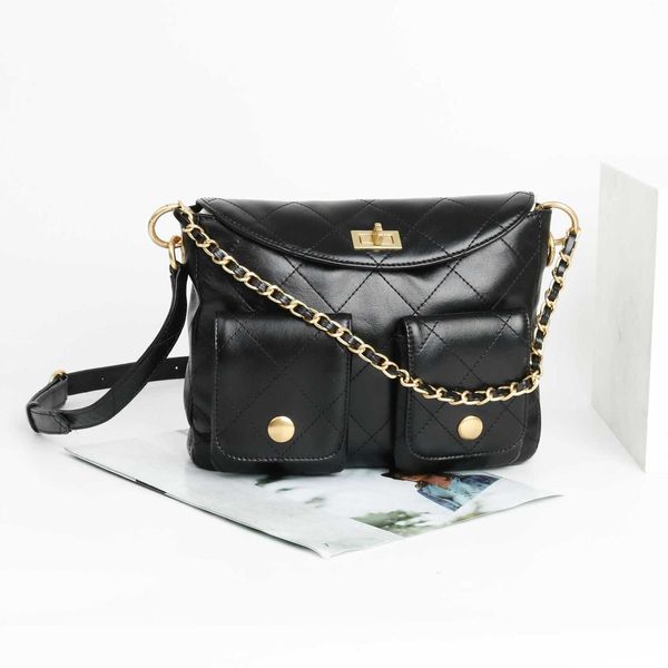 Lingge xioxiangfeng Chain Trab Lab Layer Cowhide Hobo hopo poored bock pocket motorcle fashion универсальна