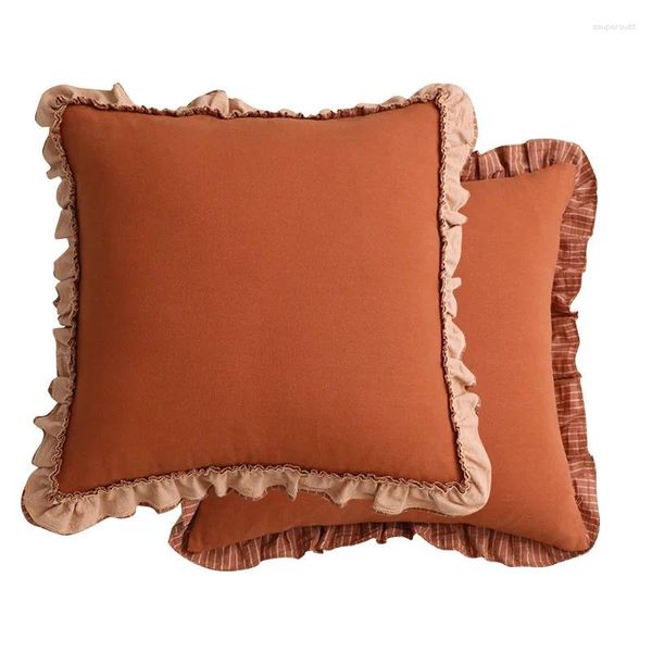 Cuscino ciletto Nordic ins solido foratura a volant cover decorativo di divano di divano cotone fondo cojin 45x45cm