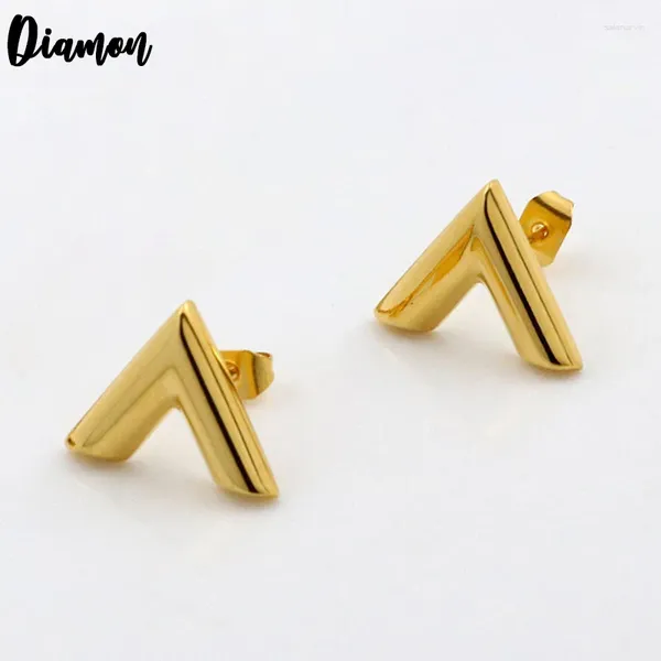 Brincos de garanhão Marca Diamon Letra de aço inoxidável V Para mulheres de cor de cor de ouro Piercing Nome inicial Boucle D'Oreille Party