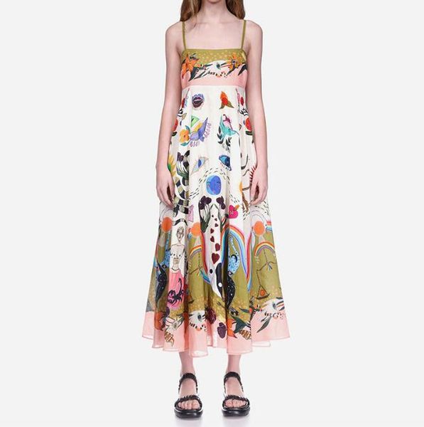 2024 Designer Designer Fancy Womens Long Dress Long Padrão abstrato