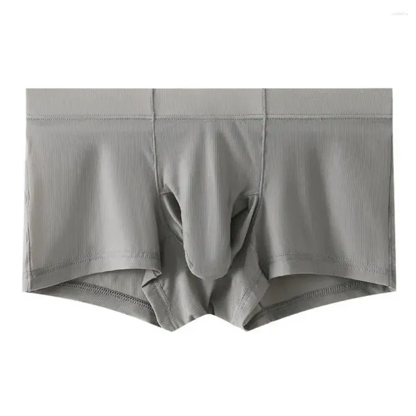 MUITAS PONTAS Bolsa separada respirável Boxers de seda de gelo para homens com largura de cintura elefante Design de nariz de calcinha elástica