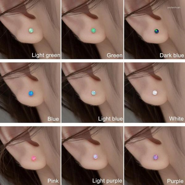 Orecchini per borchie 3mm minuscole colorate a sfera di fuoco Opal Cartilagine Piercing Gioielli per donna ragazza