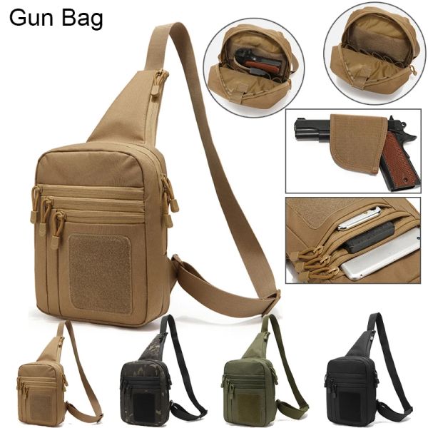 Mochilas Bolsa de ombro de pistola de mochilas Militar Bolsa de ombro de ombro Men caminhando mochila nylon caça ao ar livre acampamento de pesca de trekking theat sling bolsa