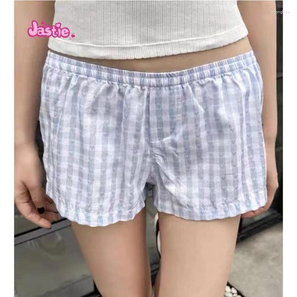 Frauen Shorts American Style Love Plaid gedruckt für Frauen elastische Taille Schlanker vielseitiger Pyjama Home Y2K Trendy Short Hosen
