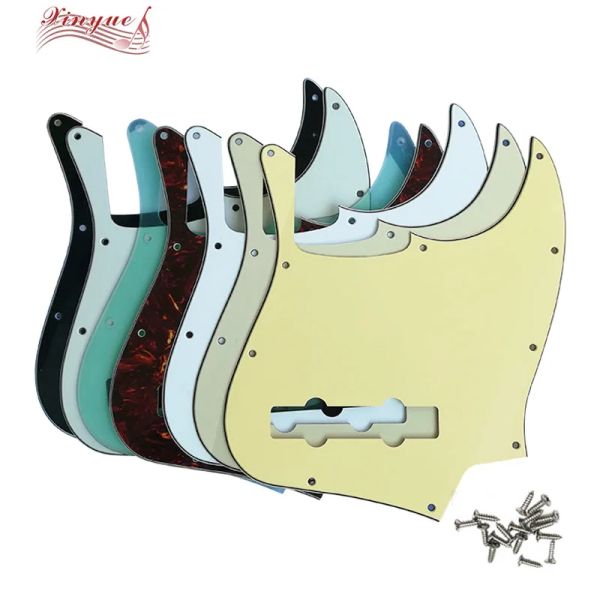 Kablolar Xinyue Pickguard 10 delikli vidalar için özelleştirilmiş 5 string caz bas gitar pickguard çizik plakası Çok renkli seçim