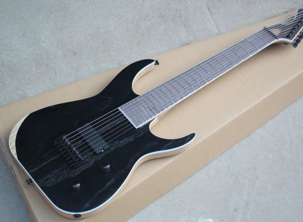 Cavi 8 corde chitarra elettrica con tastiera di palissandro, hardware nero, fornire un servizio personalizzato