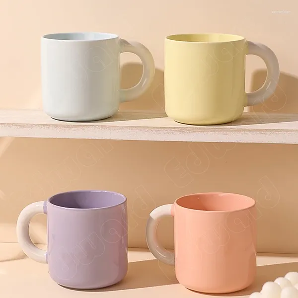 Кружки современный твердый цвет кружка керамическая чашка дизайн чувства домашние кофейные чашки для завтрака европейский стиль