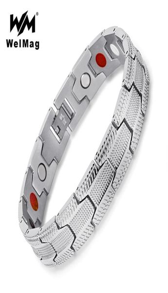 Bracelete de moda WELMAG MEN MEN BIO ENERGIA MAGÉNICA ENERGIA DE AÇO ANTERIONENTE ARME