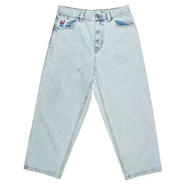 Jeans de jeans masculino retrô de hip hop desenho graphic streetwear de jea