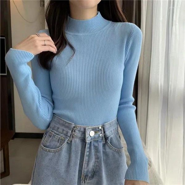 Kadın Sweaters Jodimitty Kadınlar Kükürme Sweat Sweater Uzun Kollu Alt Gömlek İnce Blublleneck Sonbahar Kış Yumuşak Bluz Jumpers