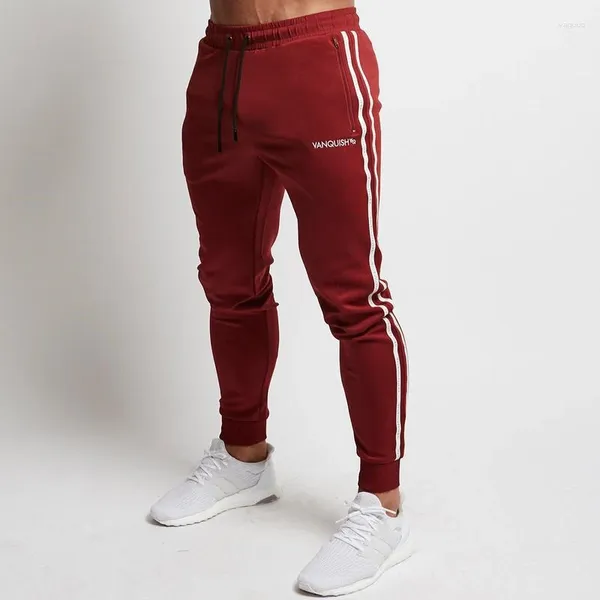 Pantaloni da uomo -Strutturazione rossa Slim Trousers Abbigliamento Street Street Casual Fitness Fitness Fitness Cotone Sude.