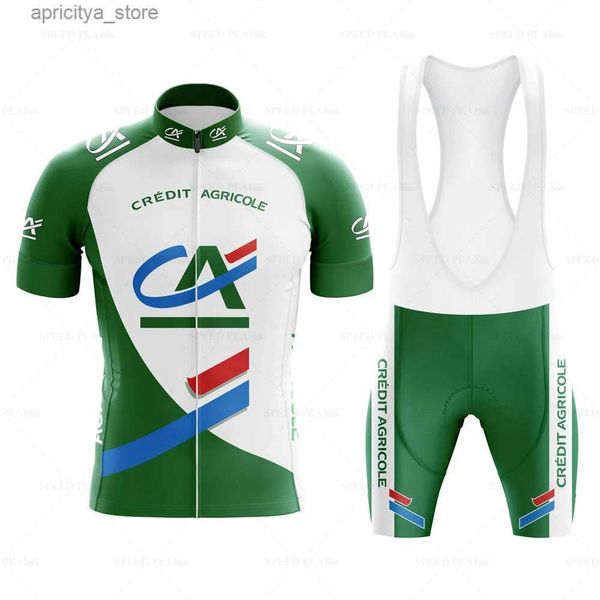 Jersey de ciclismo Defina a camisa de ciclismo CA Men curto seve Conjunto retrô bib bib curto seve roupas de bicicleta Bicyc Summer Sportswear Triathlon L48