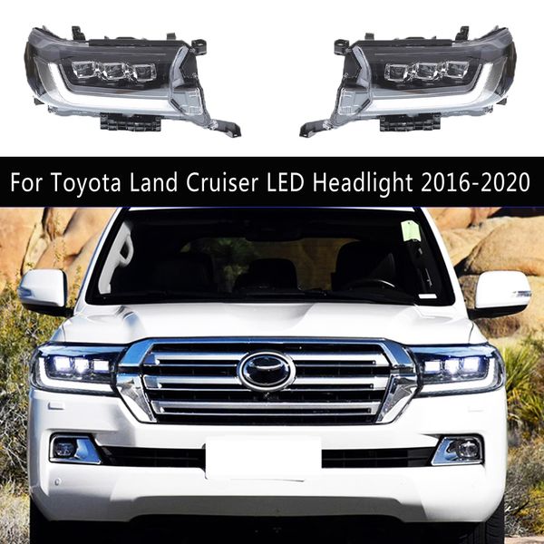 Araba Stili Gündüz Koşu Işıkları Salonu Turn Sinyal Göstergesi Toyota Land Cruiser LC200 LED FARLI