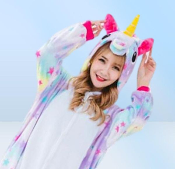 Star Unicorn Costume Women039S Onesie Pajamas Kigurumi salto con cappuccio per adulti Halloween Costumi2559540