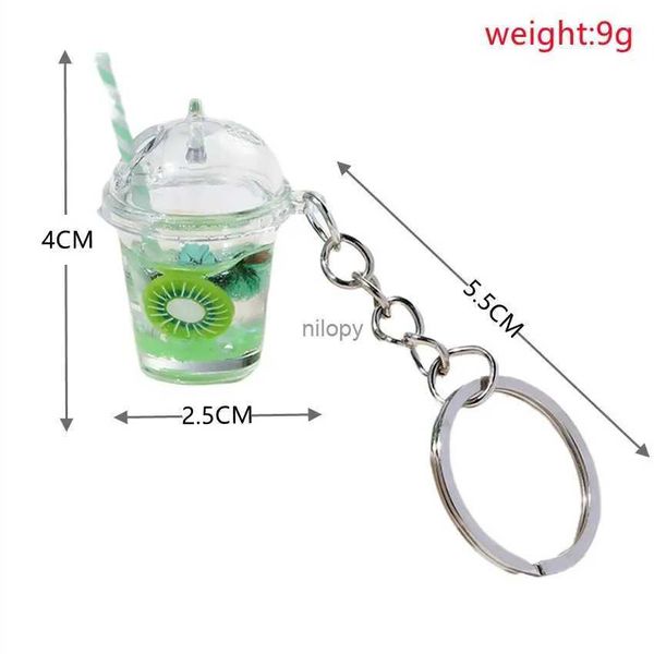 Schlüsselanhänger Lanyards Mini Luminous Fruit Bubble Tea Tasse Schlüsselbund für Frauen Mädchen Bag Süßes Simulation Auto Spielzeug Anhänger Tasche Ornamente kreative DIY -Geschenke