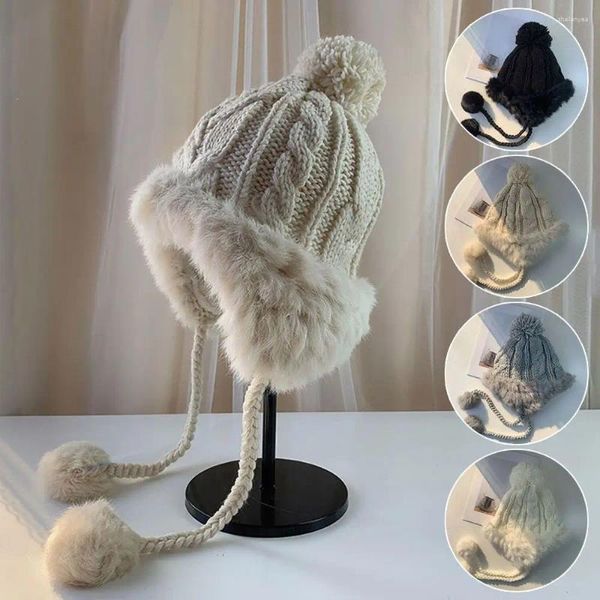 Berets Hair Beanie Cap hochwertiger winddichtem Winter warmer gestrickter Hut Elastischer Ohrhörer Beschützer