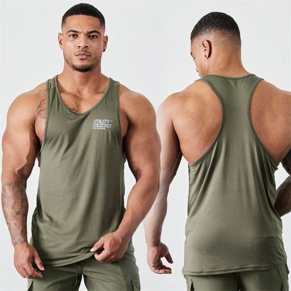 Summer Mens Sports Fitness Top Top Jogger Trange Train Train Trains Clothing Foodevels Fit byrt Quickest Elastic Vest 240415