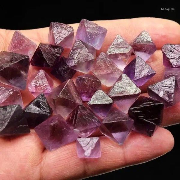 Figuras decorativas Mokagy Natural Fluorite Purple Quartz Cristais octaedrais Ornamento 100g