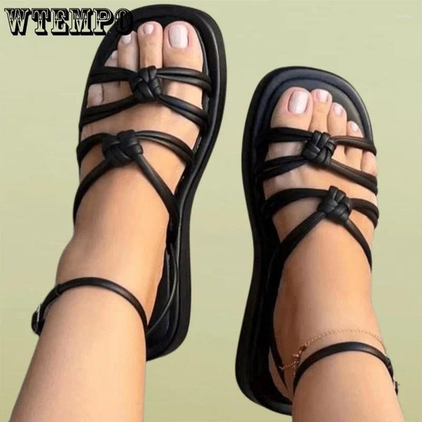 Kleiderschuhe Wtempo Frauen flache Sandalen Böhmische Damen Low Heels Plattform Weiße Sandalien Beach Schuhe Großhandel Großhandel Tropfen