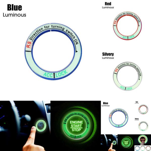 Neues Neues Upgrade Luminous Ignition Button Aufkleber Auto Styling Kreis Ein-Klick-Start-Taste-Dekorationschlüsselabdeckungsschalter Zündkeyring Dekor