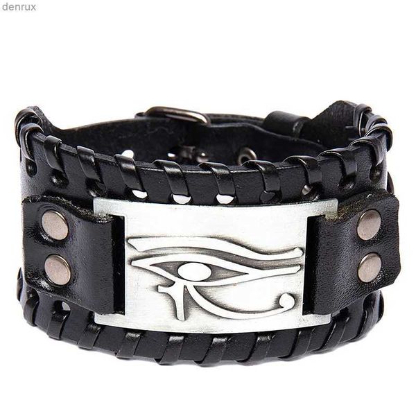 Outras pulseiras Edição larga Eagle Cabeça Cabeça de Águia de Deus O olho de Horus Bracelet Charm Man Bracelet New Fashion Hip Hop Punk Jewelry Acessóriosl240415