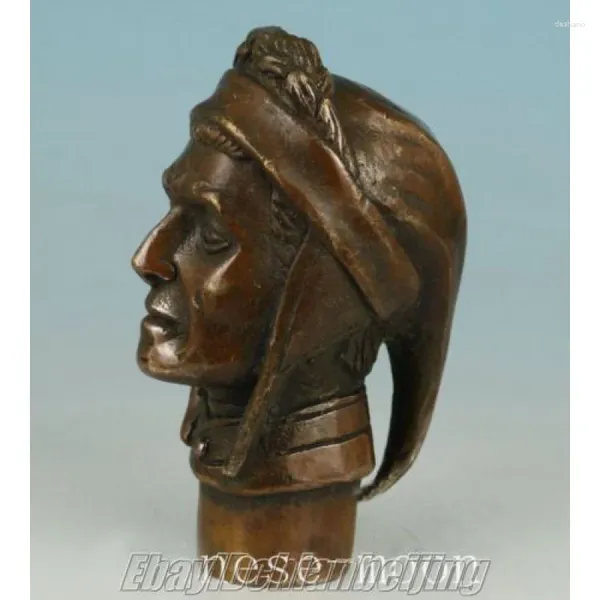 Figurine decorative cinesi vecchia bronzo intagliato Dante Alighieri Statues Cane a piedi