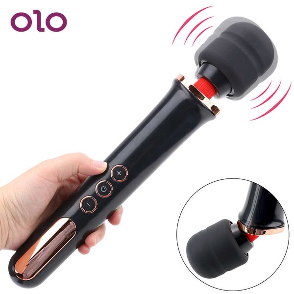 Olo Big Magic Wand Vibrator Clitivator Vibrator для лесбиянок 10 частота AV Stick Massage Massager Massager Sexy Toys для женщин