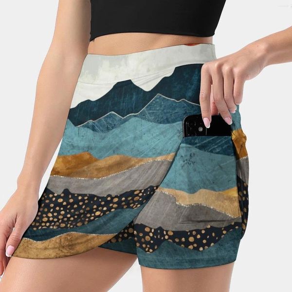 Юбки корейская модная юбка лето для женщин легкая проверка брюки янтарная ландшафтная луна Солнца Хиллз горы Золотая медь
