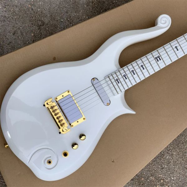 Guitarra rara série de diamantes príncipe nuvem branca guitarra de guitarra corporal, pescoço de bordo, hardware importado de arredores de bordo.