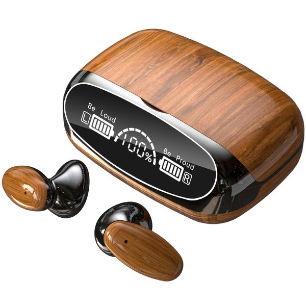 Meistverkaufte neue Design Holz Getreide Ohrhörer M35 BT 5.2 Audifonos 1200mAh Ladekoffer HiFi Stereo AI Lärmstündung Headset Headset