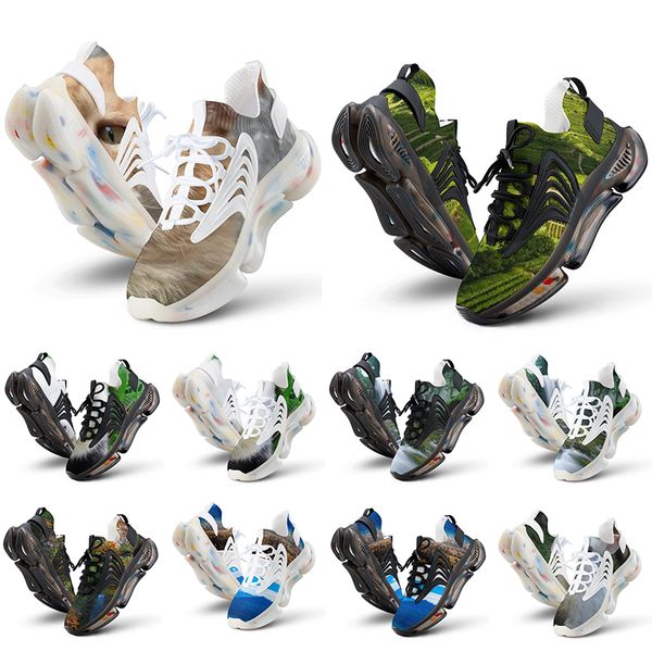 Frete grátis tênis de corrida de designer de bricolage para homens imagens personalizadas Exército negro Moda verde moda ao ar livre Men tênis Sneakers Gai