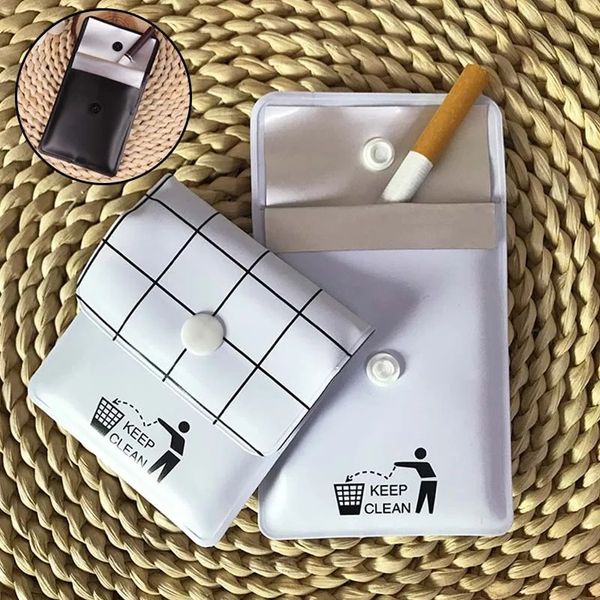 Branco preto PVC portátil Ashtrays portátil Pocket Outdoor fumando charuto tabaco saco de armazenamento de saco de viagem Acessório de viagem 75x80mm