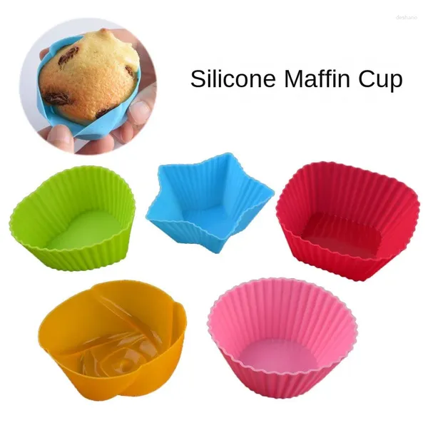 Distruggi stampi da 10 pezzi a colori casuali in silicone tazza stampo tazza cupcake budino resistente alla temperatura e morbido