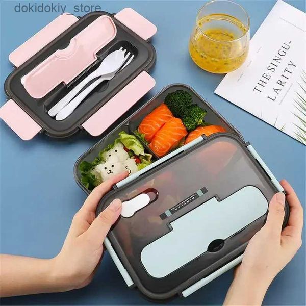 Bento Boxes Lunch Box Food Storae Box 1/2/3 Rids Dent Office Worker Microwave Bento Box Outdoor Picnic Container с вилкой Spoon L49