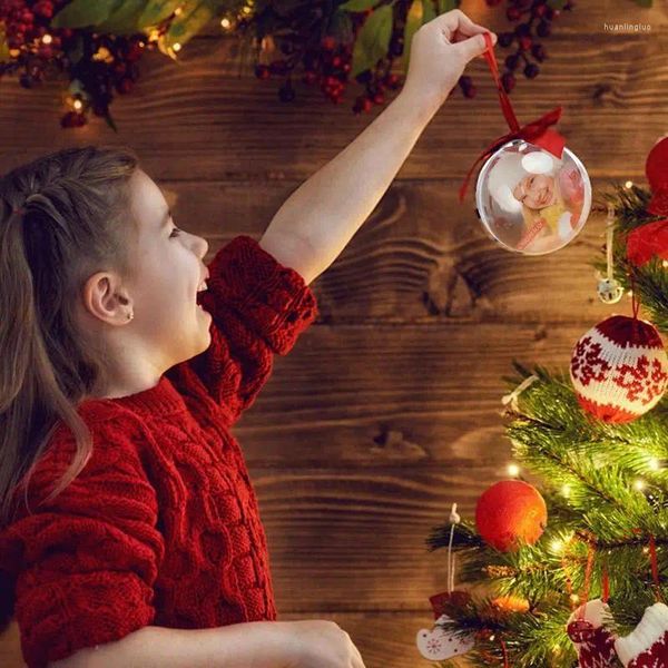 Decorazione per feste trasparenti palline palla di Natale Ornamenti appesi Ornamenti Po Picture Decors Regali familiari Accessorio per le vacanze fai -da -te