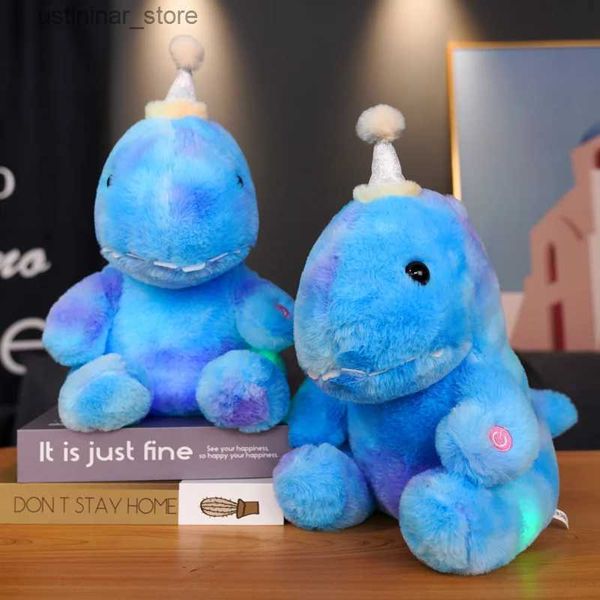 Animais de pelúcia de pelúcia 32 cm kawaii dinossauro brilhante liderado brinquedos de pelúcia leve criativa travesseiro luminoso macio bichos de pelúcia bonecas de decoração para crianças l47