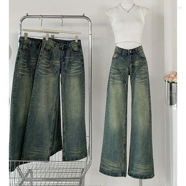 Jeans femminile vintage slim moda all-match pantaloni larghi pantaloni a campana a campanelli sciolti semplici 2024 donne piccanti da donna usura