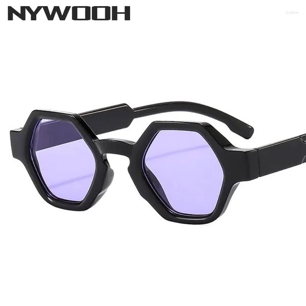 Güneş gözlüğü Nywooh Tam Çerçeve Poligonal Gözlükler Erkek Kadınlar Moda Düzensiz Kişilik Küçük Yüz Punk