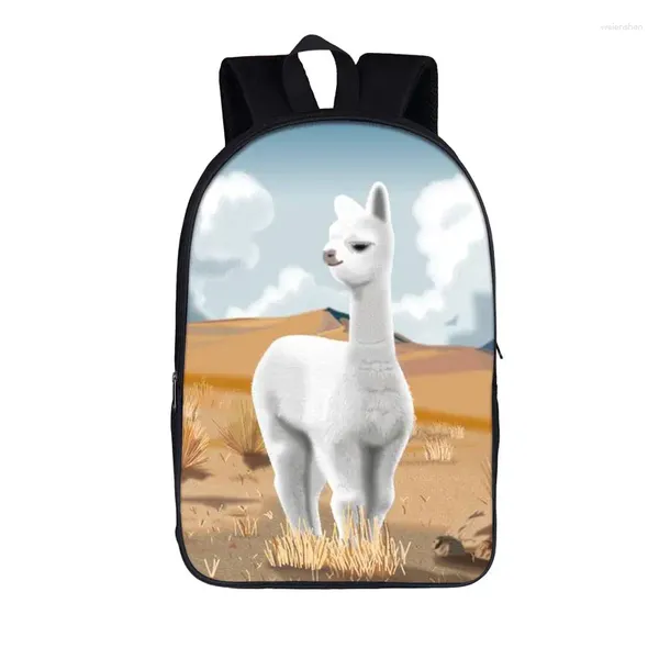 Bolsas de escola Backpack Funny Lhama /Alpaca para adolescentes meninos meninos filhos LAMACORN Laptop Kids Bag Sofra